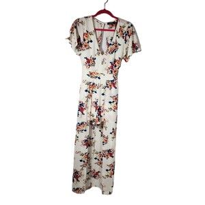 Crystal Sky Size 7 White Floral Overlay Skirt Romper - Gently Used